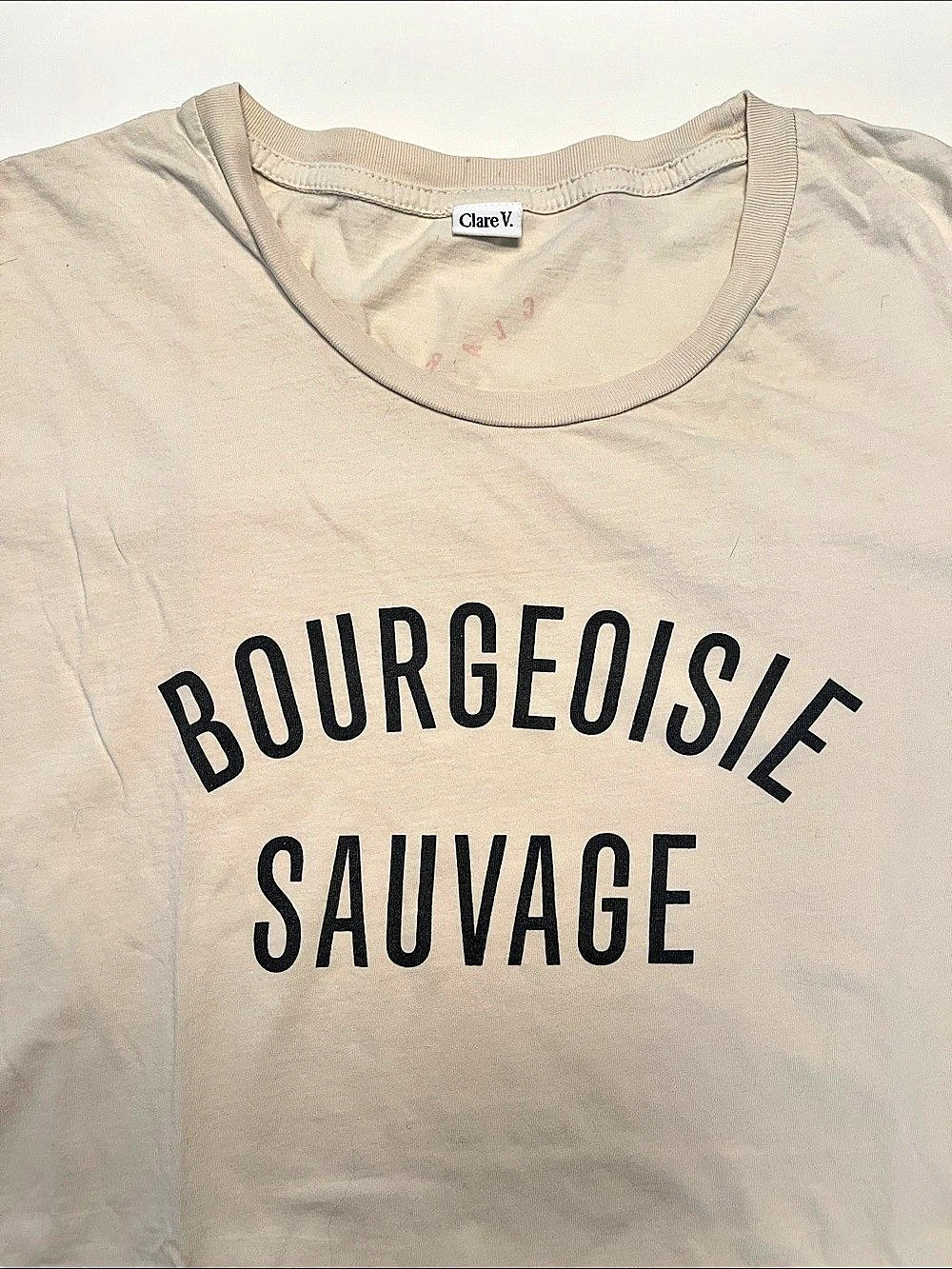 Clare V. Original Tee - Bourgeoisie Sauvage. Beige Graphic Tee
